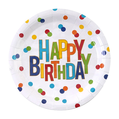 Happy Birthday Dots Round Plates PW842