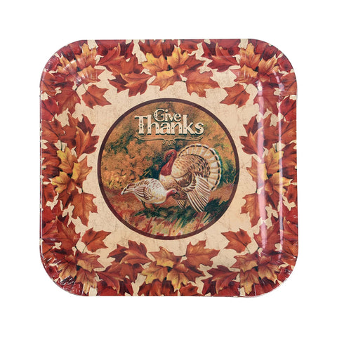 Harvest Turkey Square Paper Plates PWHV304D