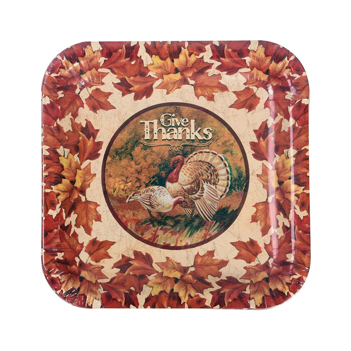 Harvest Turkey Square Paper Plates PWHV304D