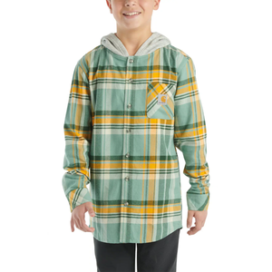 Patina Boys' Long-Sleeve Flannel Hooded Shirt CE8205