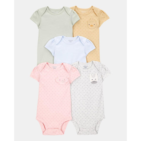 Baby Girls' 5-Pack Short-Sleeve Cotton Bodysuits