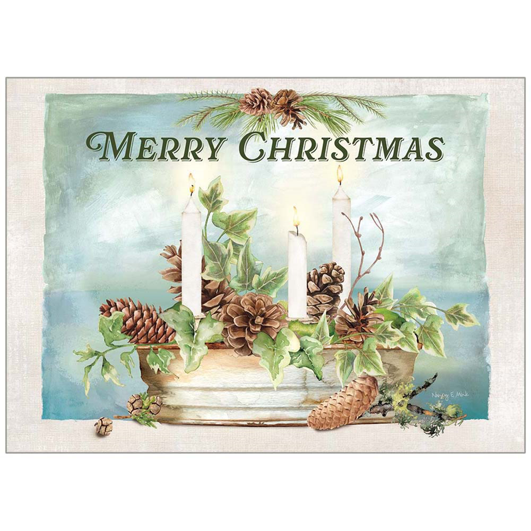 Pinecones & Candles 20 Boxed Christmas Cards HBX96805