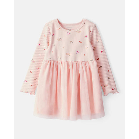 Toddler Girls' Heart Print Long-Sleeve Dress 2T498310