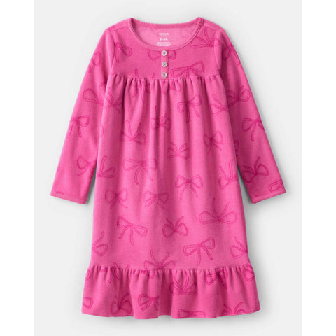 Girls' Fleece Long-Sleeve Loose Fit Night Gown 3T557