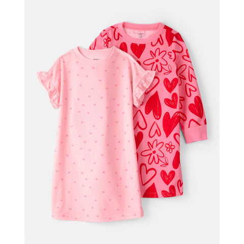 Girls' Heart Floral 2 Pack Loose Fit Night Gown 3U088010