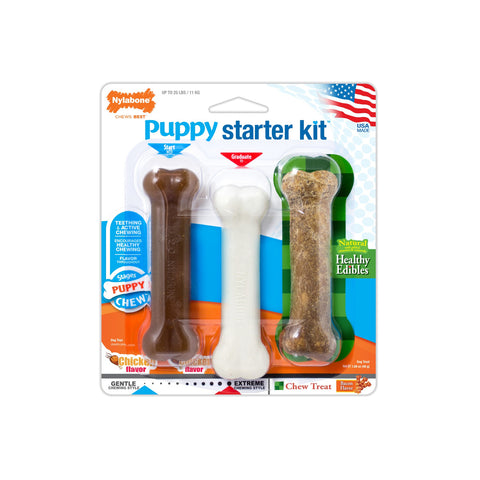 Puppy Chew Dog Toy Starter Kit Chicken & Bacon Flavor 3 Pack