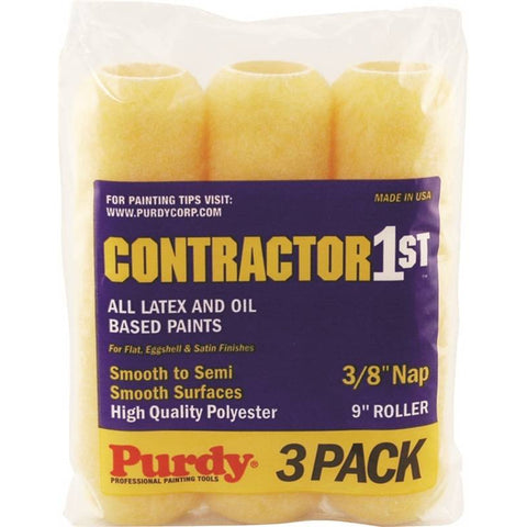 Contractor 1st Polyester 9 in. W X 3/8 in. Paint Roller Cover 3 Pack