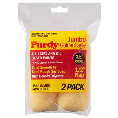 GoldenEagle Polyester 4.5 in. W X 1/2 in. Jumbo Mini Paint Roller Cover 2 Pack