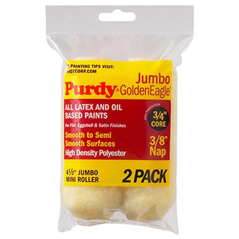 GoldenEagle Polyester 4.5 in. W X 3/8 in. Jumbo Mini Paint Roller Cover 2 Pack
