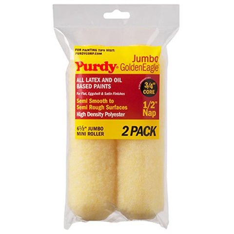 GoldenEagle Polyester 6.5 in. W X 1/2 in. Jumbo Mini Paint Roller Cover 2 Pack