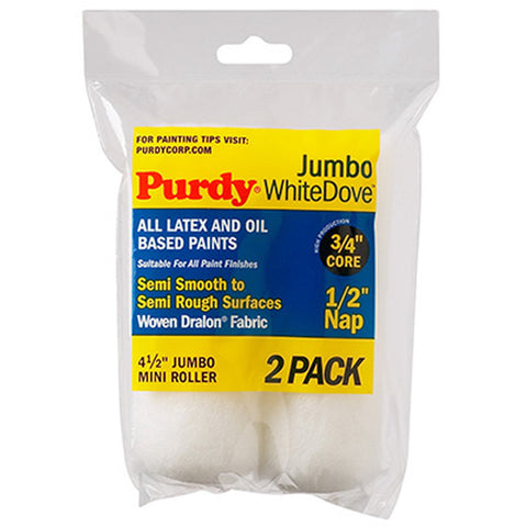 White Dove Woven Fabric 4.5 in. W X 1/2 in. Jumbo Mini Paint Roller Cover 2 Pack