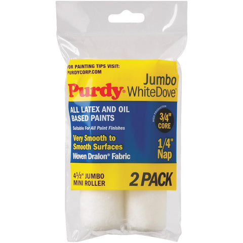 White Dove Woven Fabric 4.5 in. W X 1/4 in. Jumbo Mini Paint Roller Cover 2 Pack