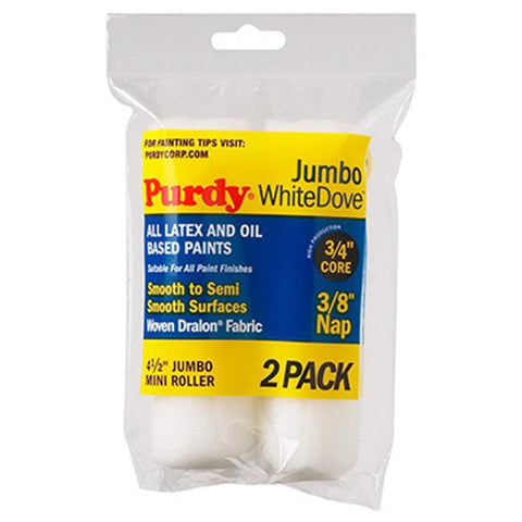 White Dove Woven Fabric 4.5 in. W X 3/8 in. Jumbo Mini Paint Roller Cover 2 Pack