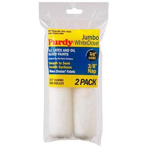 White Dove Woven Fabric 6.5 in. W X 3/8 in. Jumbo Mini Paint Roller Cover 2 Pack