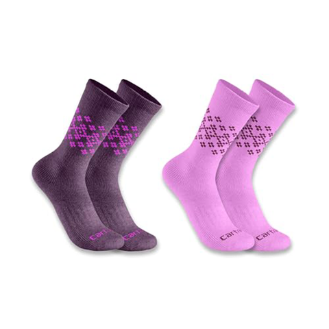 Purple Women's Midweight Synthetic Wool Blend Fairisle Crew Sock 2-Pack SC9642