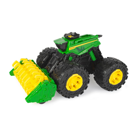 Front right view of monster treads combine