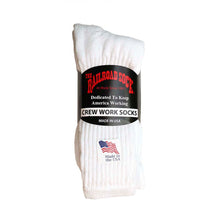 Railroad Sock Co. men's white crew sock, pack of 3 pairs