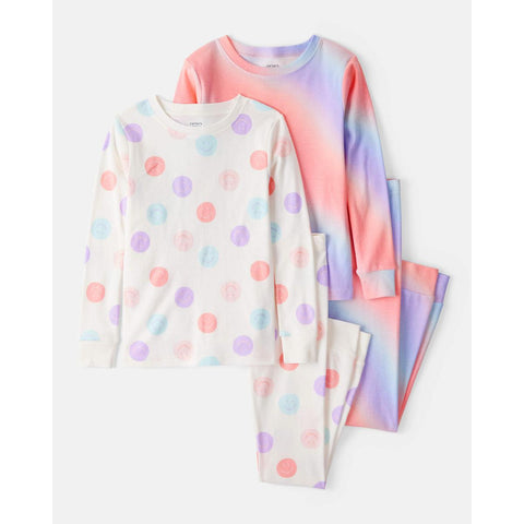 Girls Cotton Snug Fit 4-Piece Pajamas 3U026