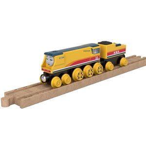 Rebecca toy train on wooden railway (not included)