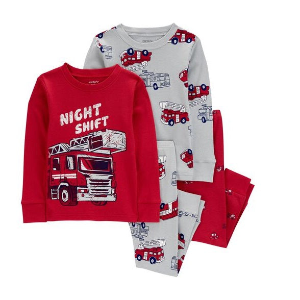 Baby Boys' 4-Piece Red FireTruck PJ Set 1R492310-969