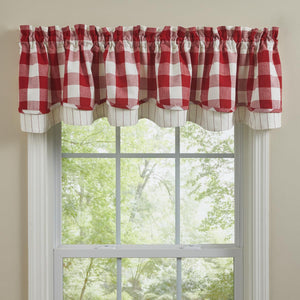 Wicklow Check Lined Layered Valance red