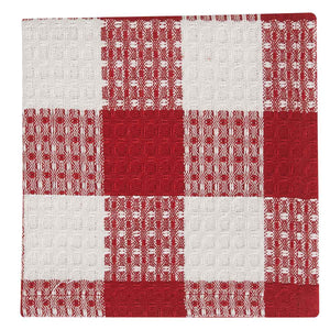 Wicklow Check Waffle Dish Cloths red