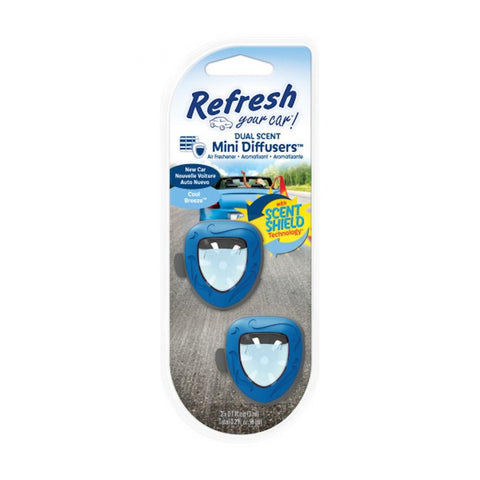 Mini Diffuser Air Freshener (New Car/Cool Breeze Scent 2 Pack)