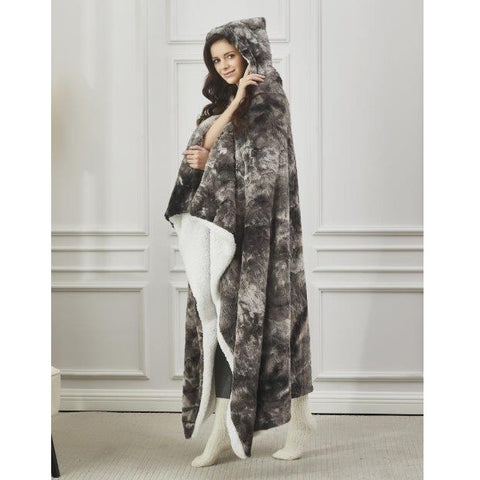 River Rock hooded sherpa throw