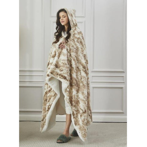 Root Beer Float hooded sherpa throw