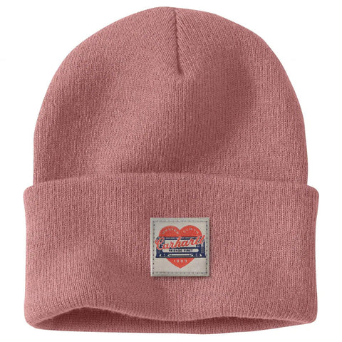 Women's Knit Heart Patch Beanie 107409