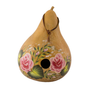 Gourd birdhouse Handpainted with roses.