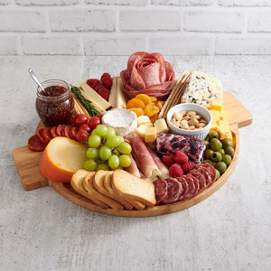 Round Bamboo Charcuterie Board 43218 with food