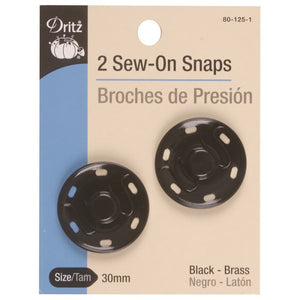 Dritz Sew-On Snaps Black Size 1