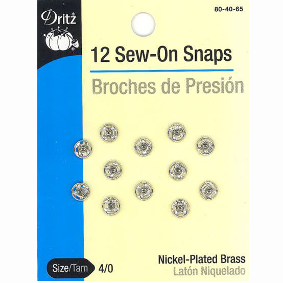 Dritz Nickel Plated Brass Sew on Snaps S-80-65-40