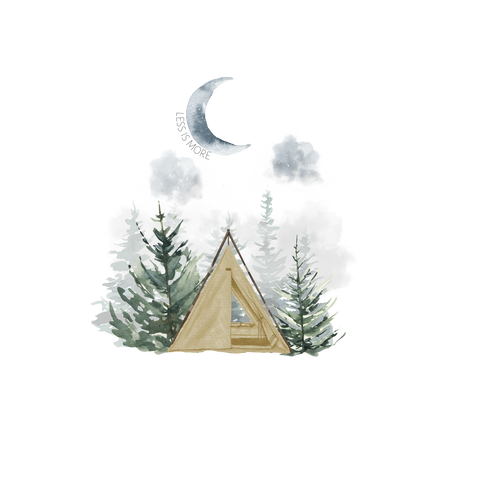 Less is More Camping vinyl sticker