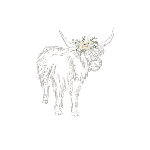 Highland Cow Wearing Flowers vinyl sticker