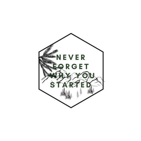 Never Forget Why You Started vinyl sticker