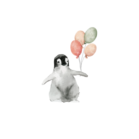 Penguin with Balloons vinyl sticker