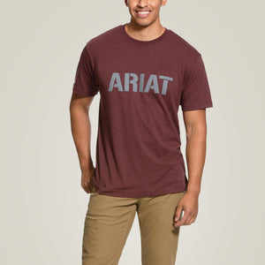 Ariat men's Rebar Cotton Strong Logo Tee Shirt in Burgundy Heather