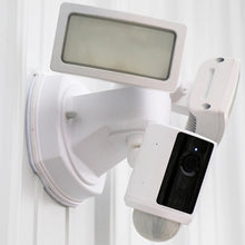 Security Camera and Lights Mounted on Wall