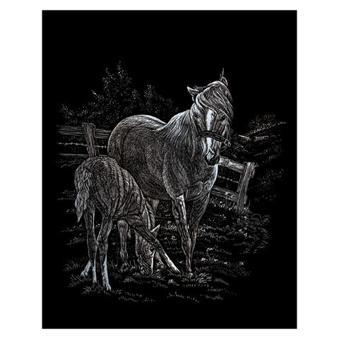 Silver Engraving Mare & Foal SILF-15