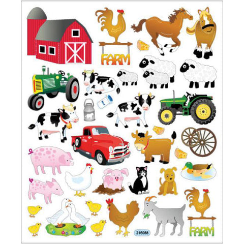 Farm Stickers showing farm animals, tractors and a barn
