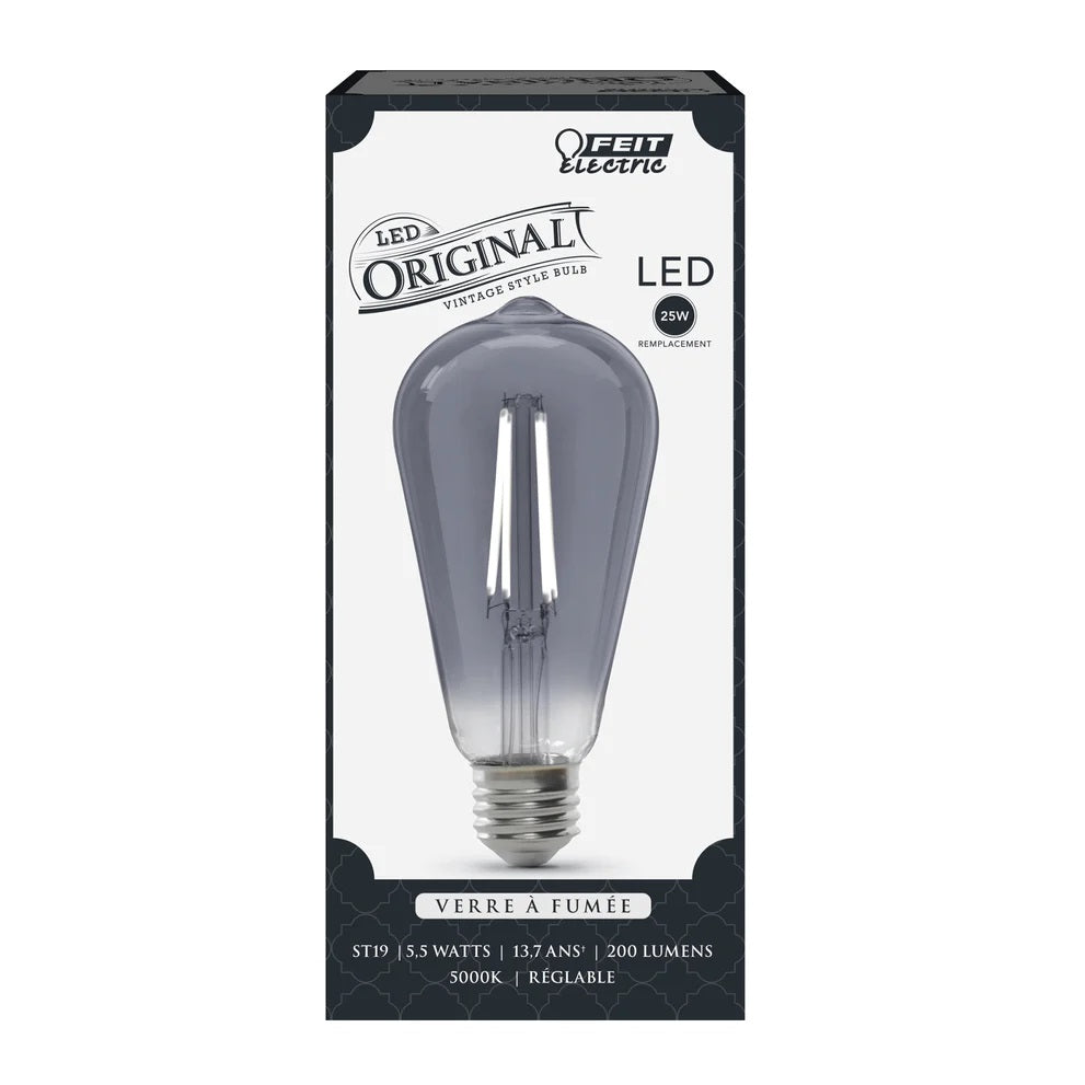 25W Smoke Glass Vintage Edison LED Light Bulb ST19/SMK/VG/LED