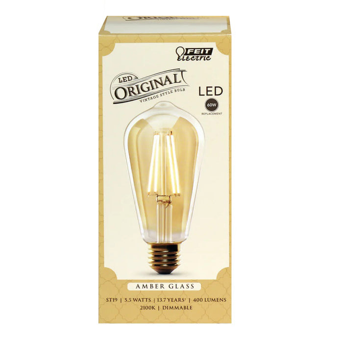 60W Amber Glass Vintage Edison LED Light Bulb ST19/VG/LED