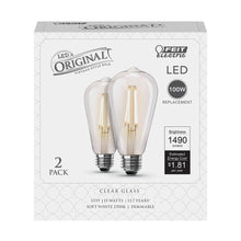 Bright White 2-Pack 100W Clear Glass Vintage Edison LED Light Bulbs ST19100CL9