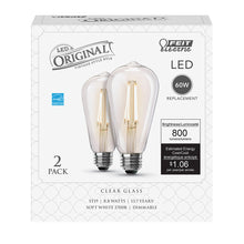 Soft White 2-Pack 60W Clear Glass Vintage Edison LED Light Bulbs ST1960/CL9