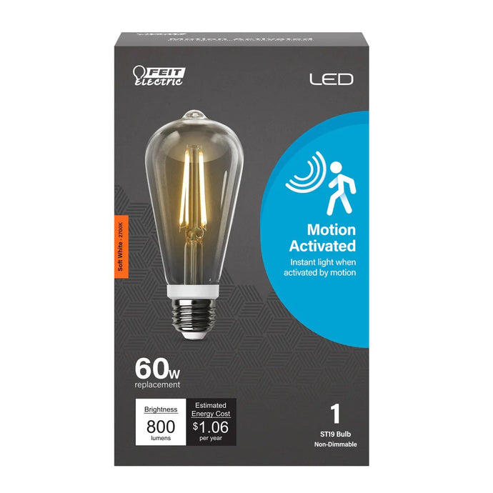 Soft White 60W Motion Activated ST19 LED Light Bulb ST19C9