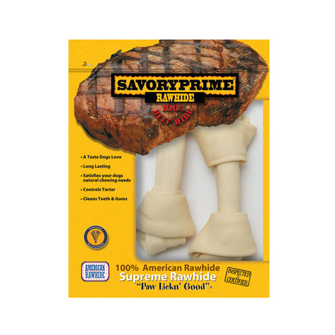American Supreme Medium Adult Knotted Bone Beef Rawhide 6-7 in. L 2 Pk