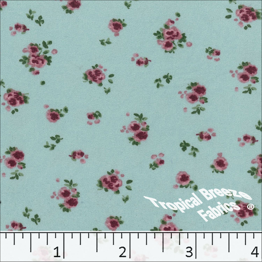 Double Brushed Knit Floral Fabric 32925 sea foam