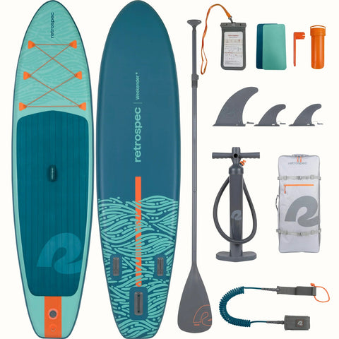 Retrospec Weekender inflatable stand up paddle board in Seafoam Tide pattern